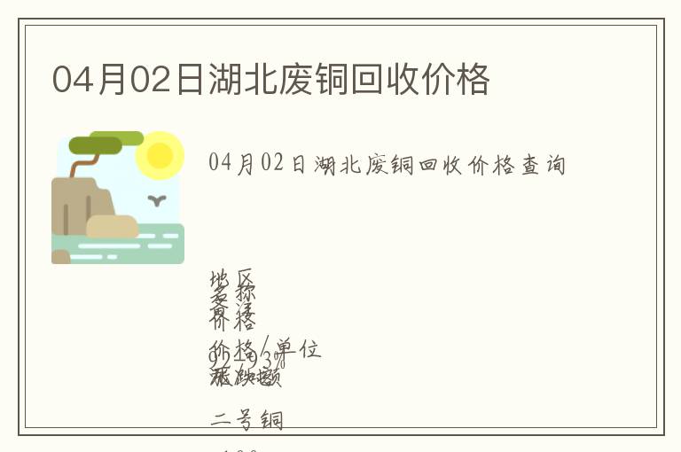 04月02日湖北廢銅回收價格