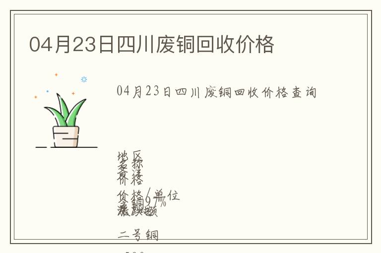 04月23日四川廢銅回收價(jià)格