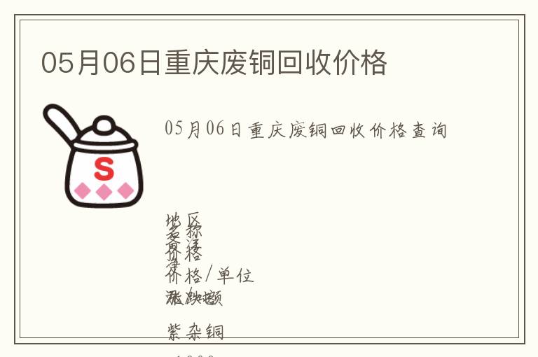 05月06日重慶廢銅回收價(jià)格