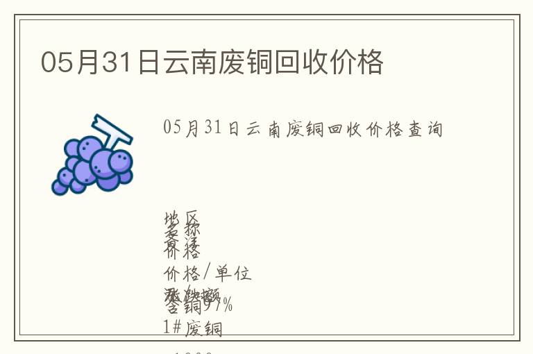 05月31日云南廢銅回收價(jià)格