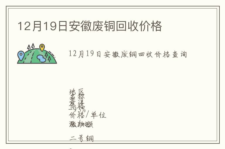 12月19日安徽廢銅回收價(jià)格