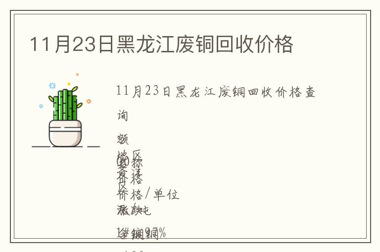 11月23日黑龍江廢銅回收價格