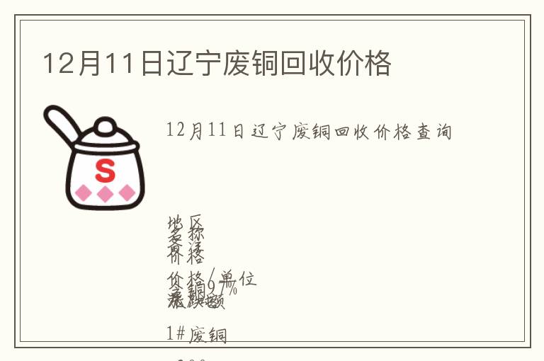 12月11日遼寧廢銅回收價(jià)格