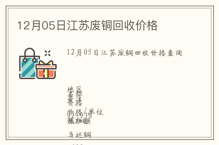 12月05日江蘇廢銅回收價格