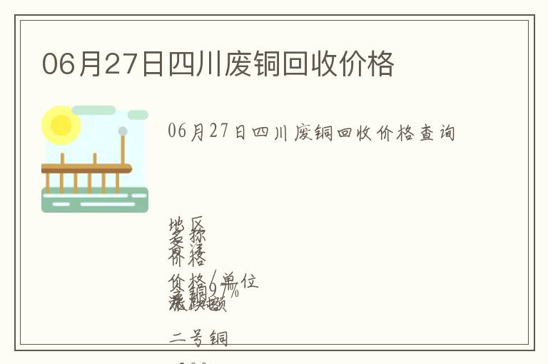 06月27日四川廢銅回收價格