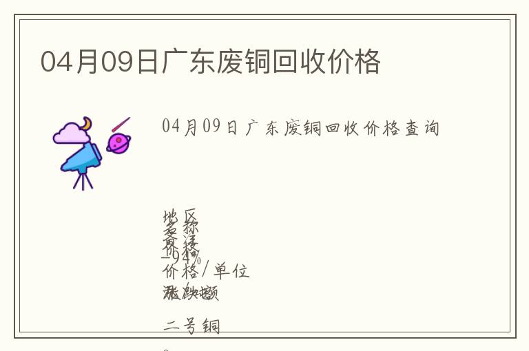 04月09日廣東廢銅回收價格