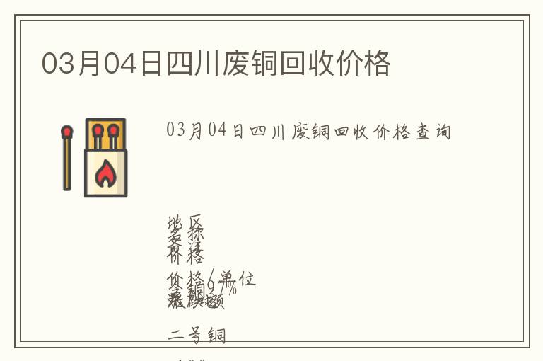 03月04日四川廢銅回收價(jià)格