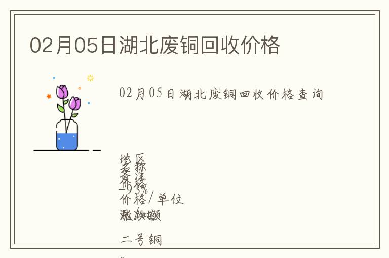 02月05日湖北廢銅回收價格