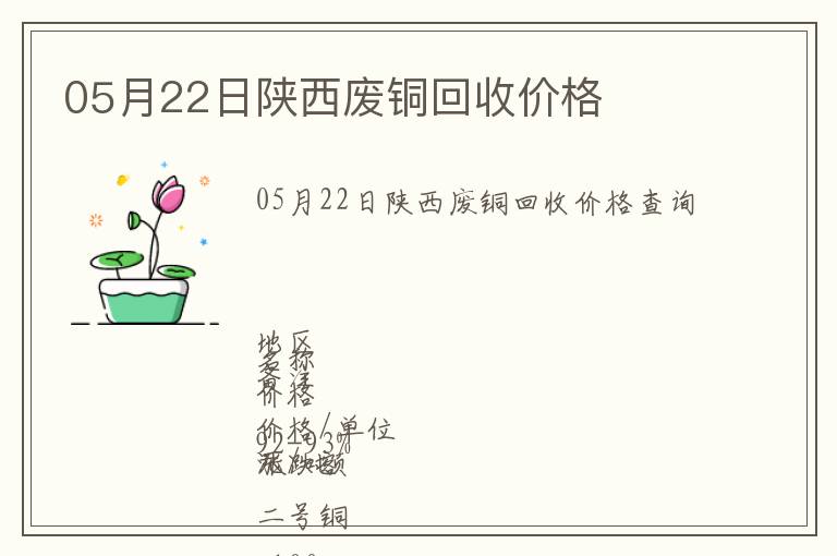 05月22日陜西廢銅回收價格