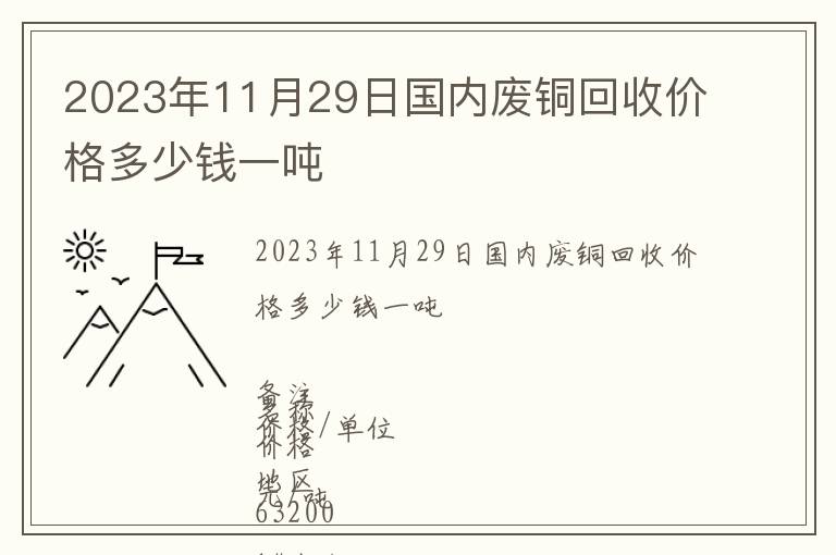 2023年11月29日國內(nèi)廢銅回收價格多少錢一噸