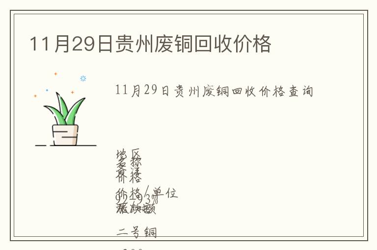11月29日貴州廢銅回收價(jià)格