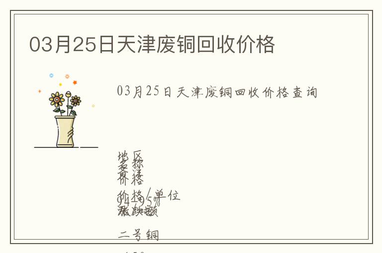 03月25日天津廢銅回收價格