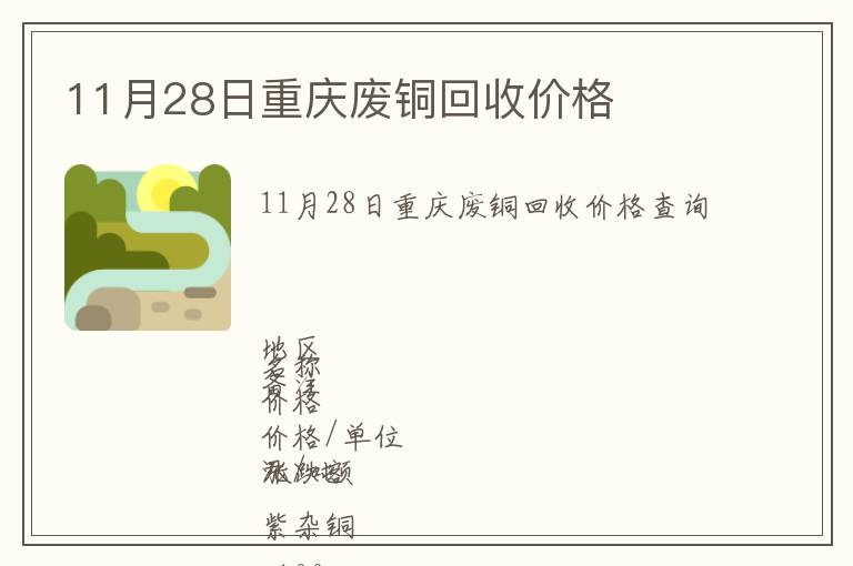 11月28日重慶廢銅回收價(jià)格
