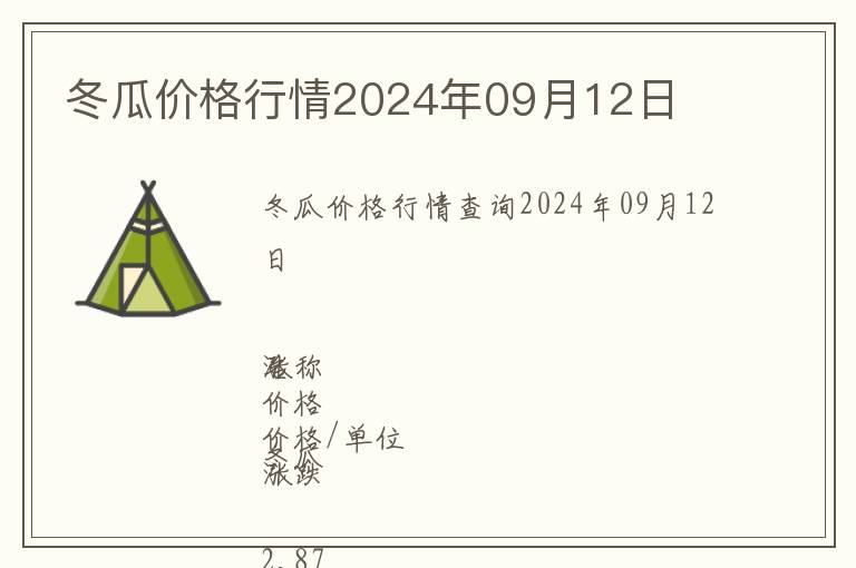 冬瓜價格行情2024年09月12日