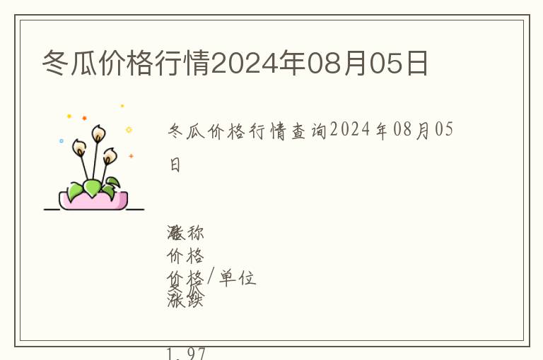 冬瓜價格行情2024年08月05日