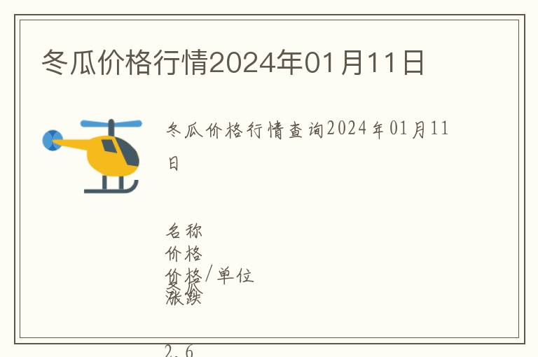 冬瓜價格行情2024年01月11日