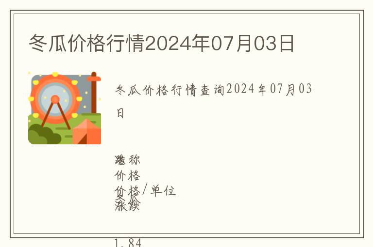 冬瓜價格行情2024年07月03日