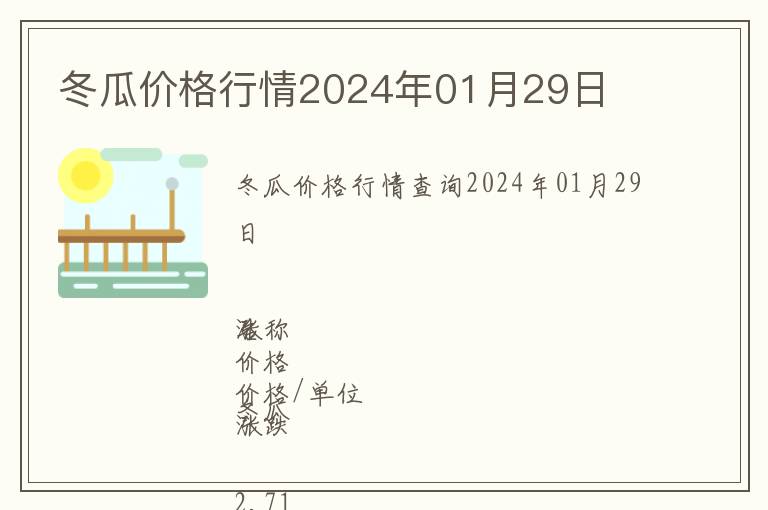 冬瓜價格行情2024年01月29日