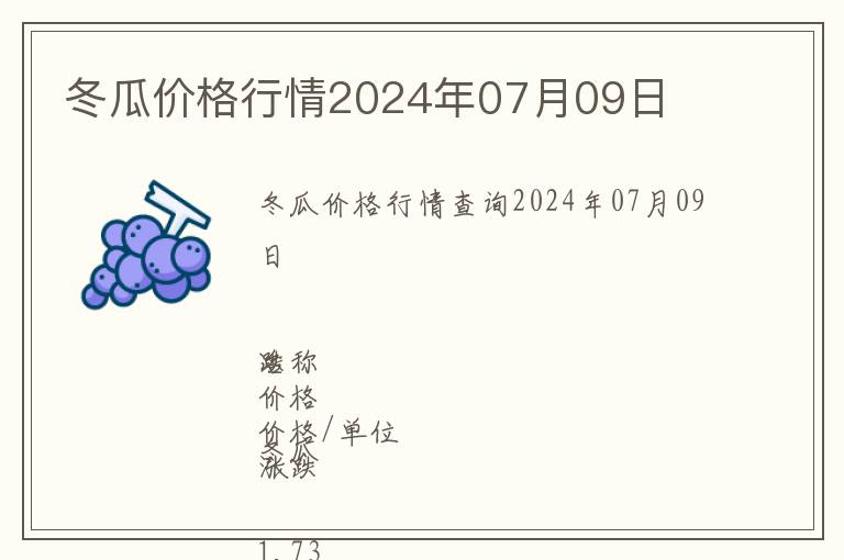冬瓜價格行情2024年07月09日