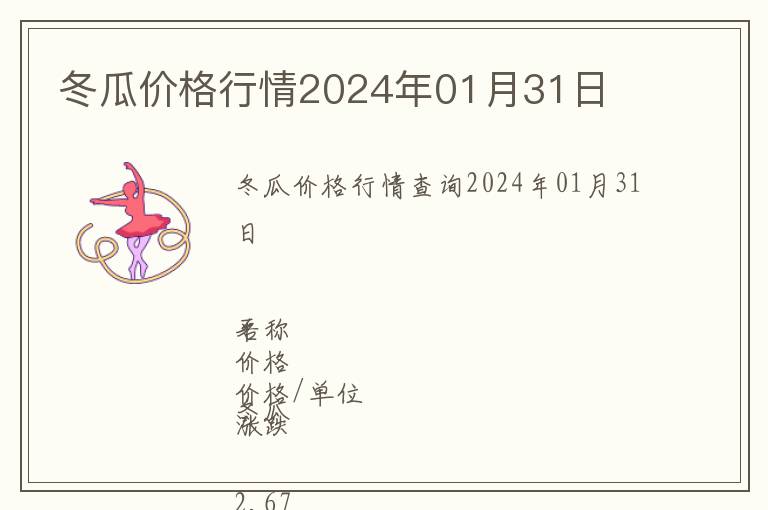 冬瓜價格行情2024年01月31日