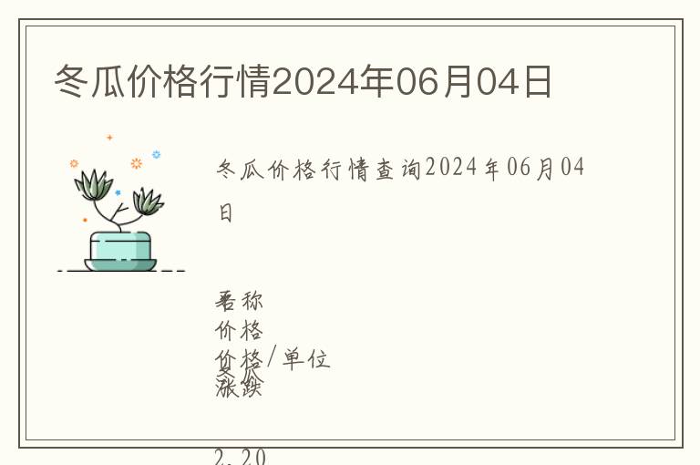 冬瓜價格行情2024年06月04日