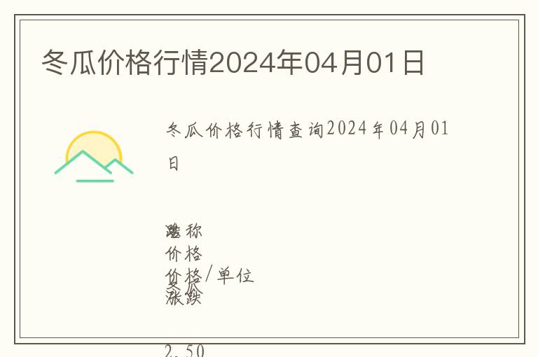 冬瓜價格行情2024年04月01日