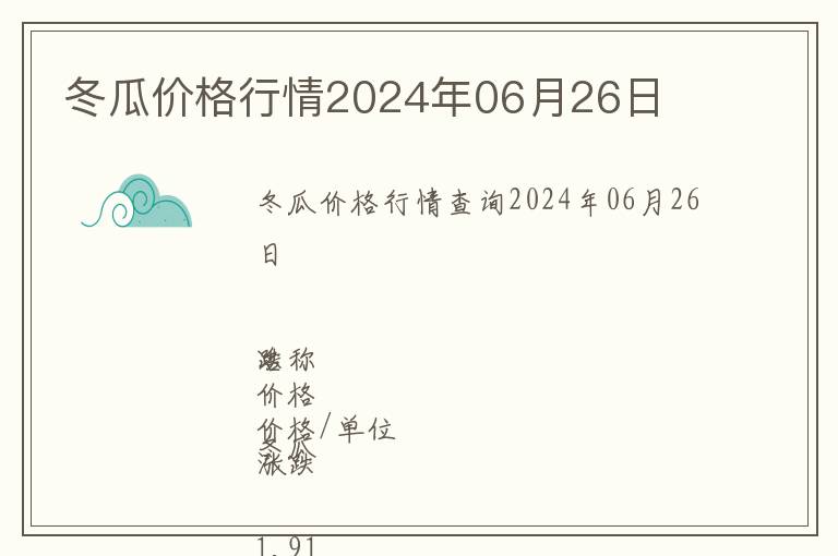 冬瓜價格行情2024年06月26日