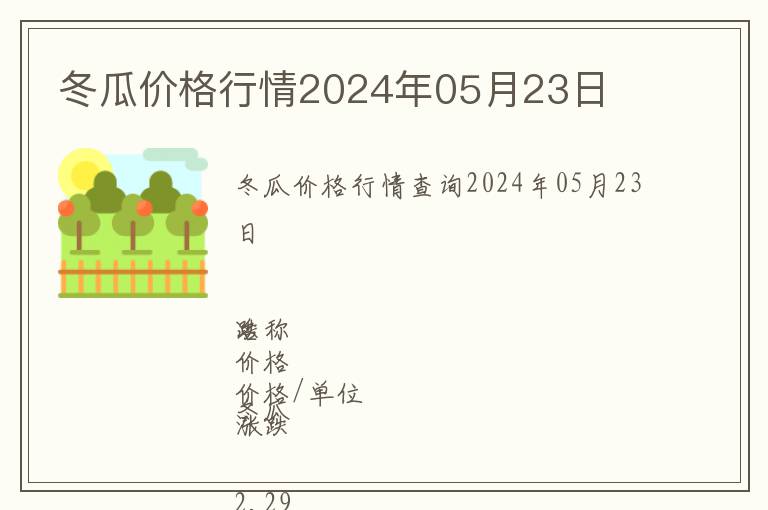 冬瓜價格行情2024年05月23日