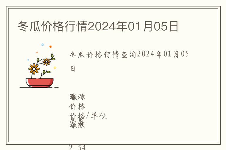 冬瓜價(jià)格行情2024年01月05日