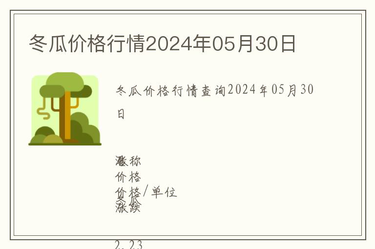 冬瓜價格行情2024年05月30日