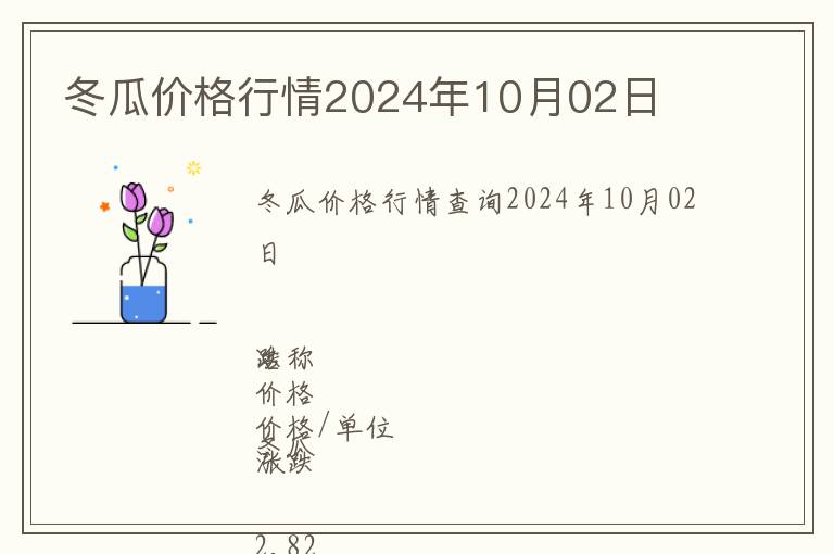 冬瓜價格行情2024年10月02日