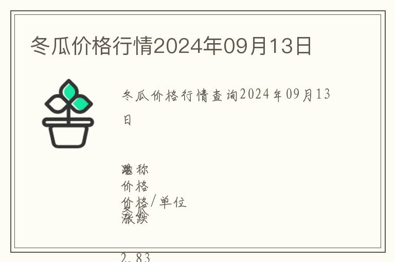 冬瓜價格行情2024年09月13日