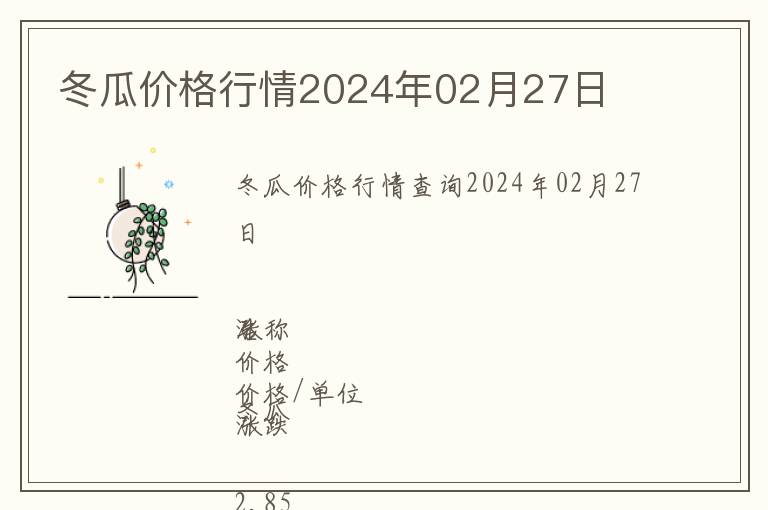 冬瓜價格行情2024年02月27日