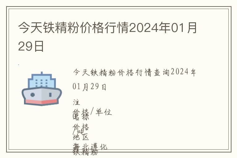 今天鐵精粉價格行情2024年01月29日