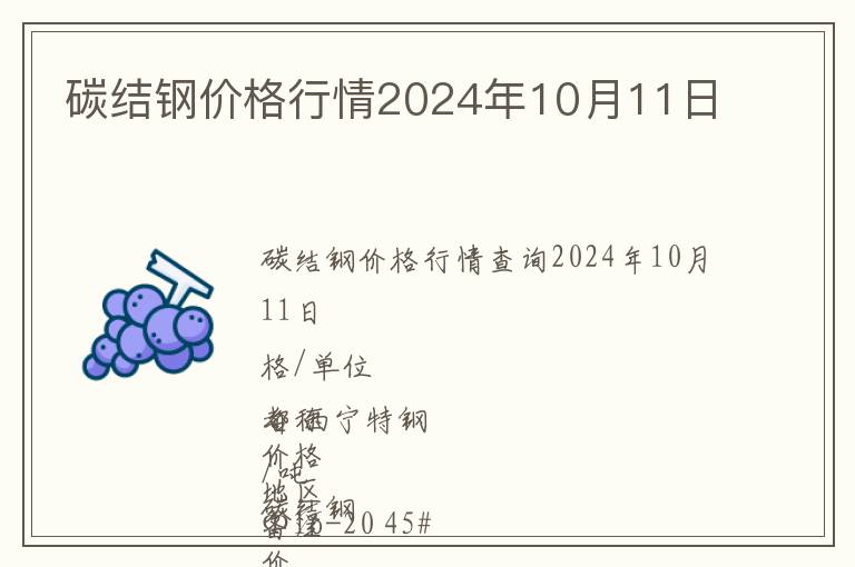 碳結鋼價格行情2024年10月11日