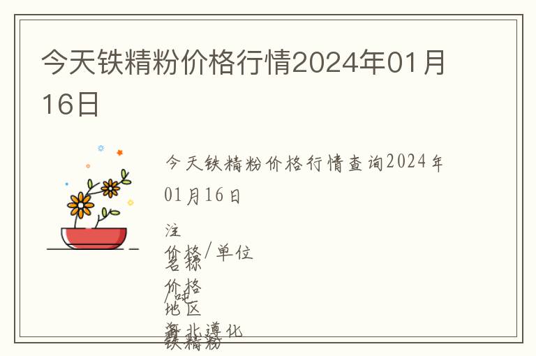 今天鐵精粉價格行情2024年01月16日
