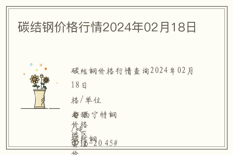 碳結(jié)鋼價(jià)格行情2024年02月18日