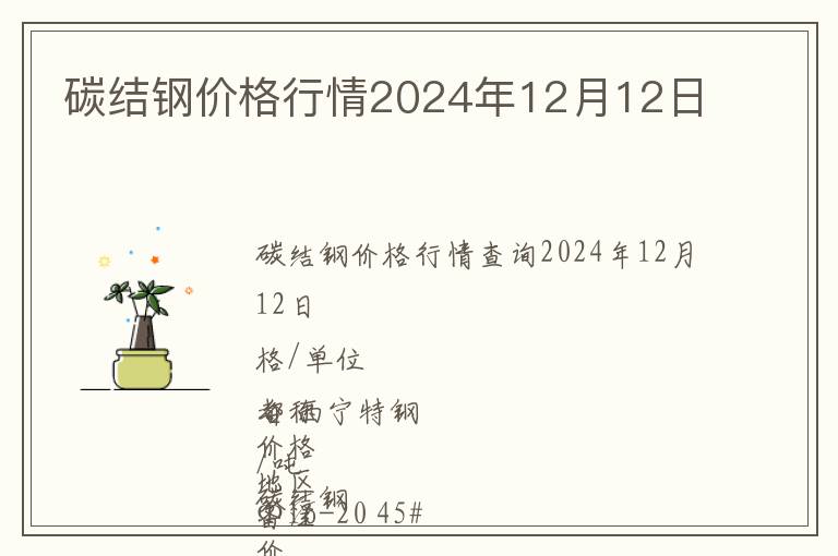 碳結鋼價格行情2024年12月12日