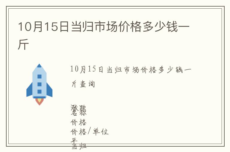 10月15日當歸市場價格多少錢一斤