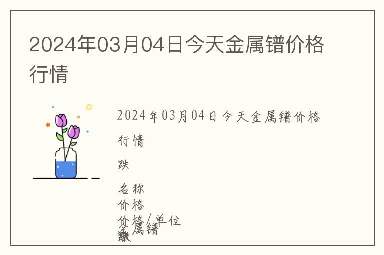 2024年03月04日今天金屬鐠價(jià)格行情