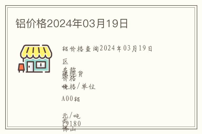 鋁價格2024年03月19日