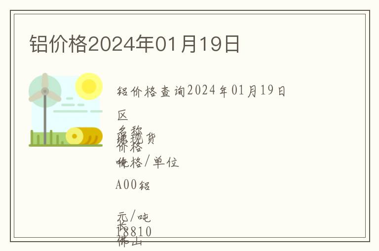 鋁價格2024年01月19日