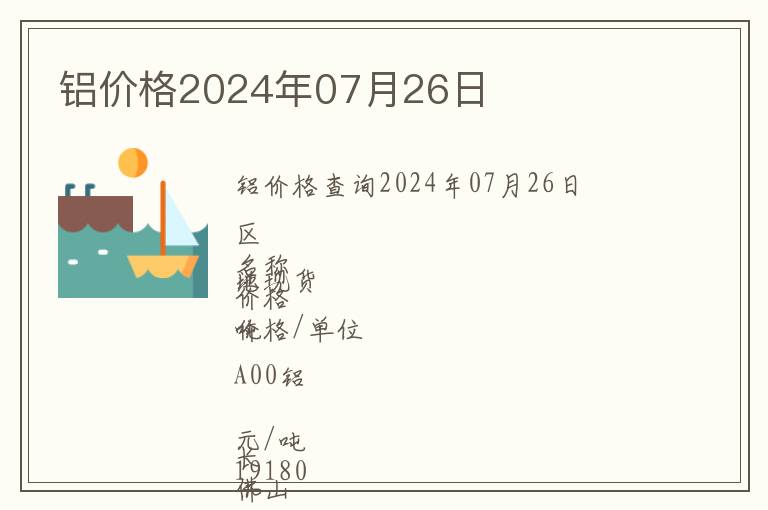 鋁價格2024年07月26日