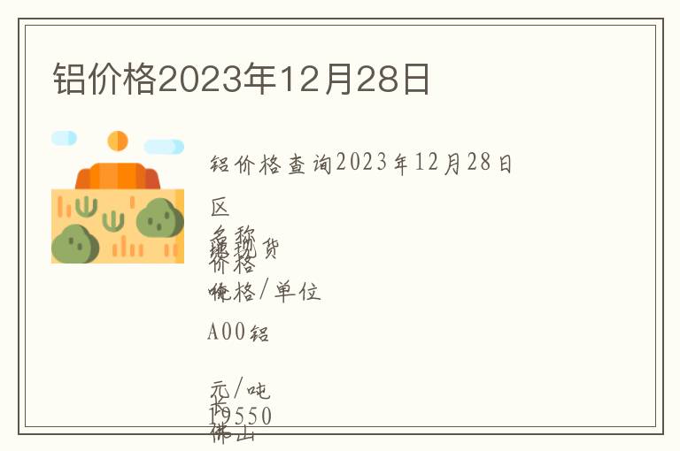 鋁價格2023年12月28日