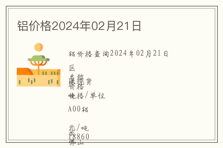 鋁價(jià)格2024年02月21日