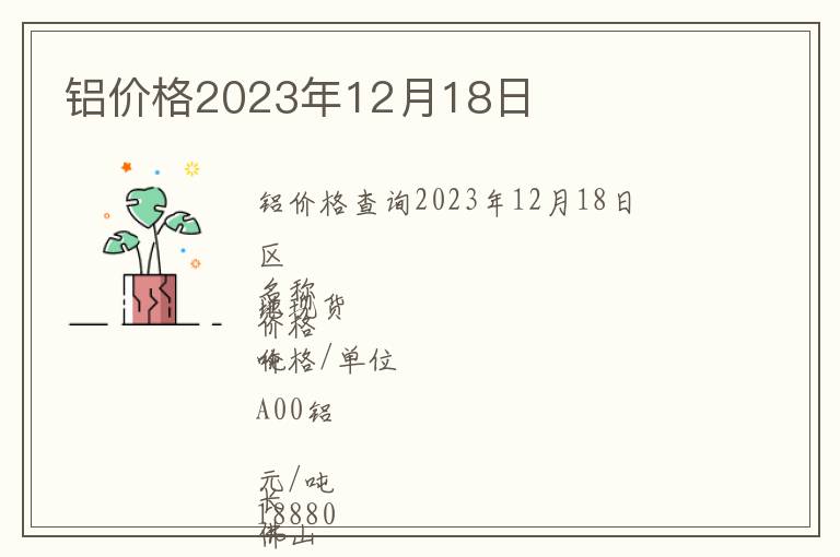 鋁價格2023年12月18日