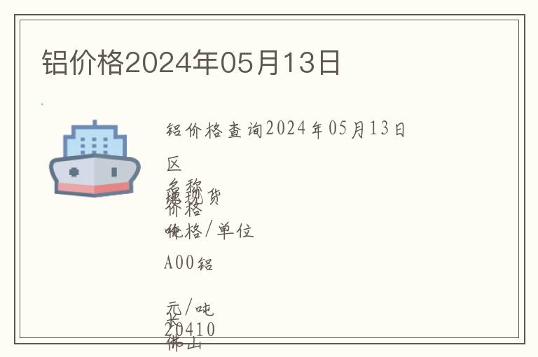 鋁價格2024年05月13日