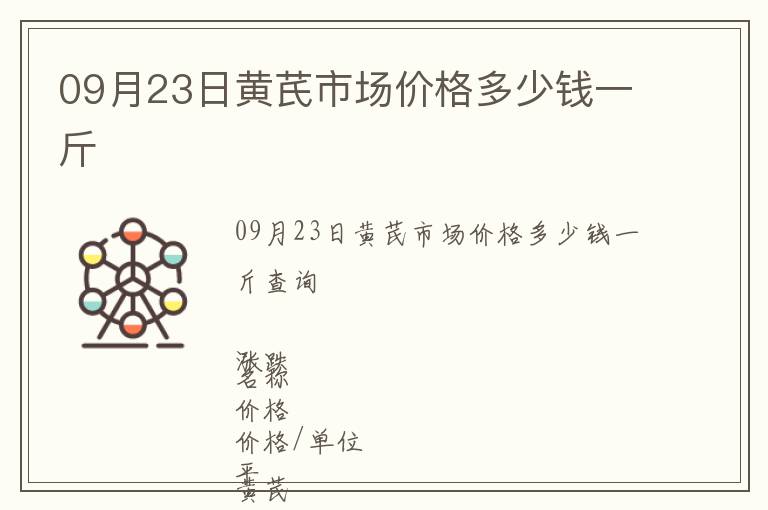 09月23日黃芪市場價格多少錢一斤