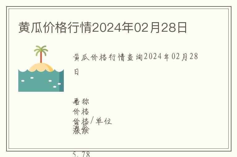 黃瓜價格行情2024年02月28日