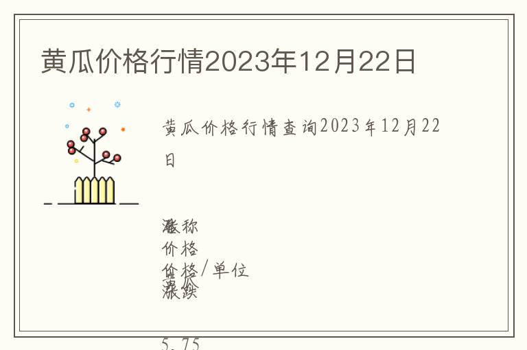 黃瓜價(jià)格行情2023年12月22日